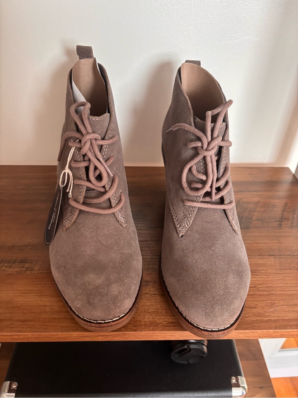 White Mountain Women's Lace-Up Suede Ankle Boots in Taupe